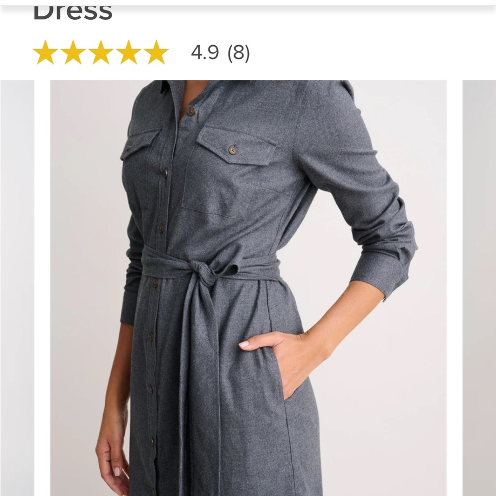 UNTUCK it Cotton (Flannel) Midi Colby shirtdress. With belt has pockets. Size 8 - Picture 3 of 11